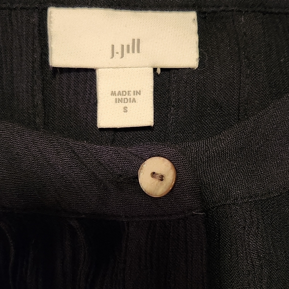 J.Jill Navy Blue Pintucked Bell Sleeve Popover Blouse Top Size S - Picture 4 of 5